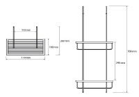 BEMETA CYTRO polička do sprchy závěsná dvojitá 170x700x260 mm, chrom   104702172