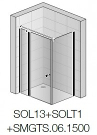 SanSwiss stabilizační vzpěra stěna-sklo-T-kus pro SOLINO, délka 1500 mm, černá matná SMGTS.06.1500