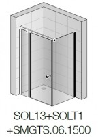 SanSwiss stabilizační vzpěra stěna-sklo-T-kus pro SOLINO, délka 1500 mm, černá matná SMGTS.06.1500