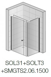 SanSwiss stabilizační vzpěra stěna-sklo-T-kus pro SOLINO, délka 1500 mm, černá matná SMGTS2.06.1500
