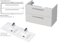 INTEDOOR BOX koupelnová skříňka s dvojumyvadlem ARTE 120 cm, 2 zásuvky   Box Arte 120D 2Z