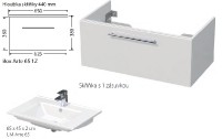 INTEDOOR BOX koupelnová skříňka s umyvadlem ARTE 65 cm, 1 zásuvka   Box Arte 65 1Z