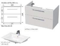 INTEDOOR BOX koupelnová skříňka s umyvadlem ARTE 65 cm, 2 zásuvky   Box Arte 65 2Z