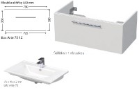 INTEDOOR BOX koupelnová skříňka s umyvadlem ARTE 75 cm, 1 zásuvka   Box Arte 75 1Z