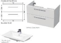 INTEDOOR BOX koupelnová skříňka s umyvadlem ARTE 75 cm, 2 zásuvky   Box Arte 75 2Z