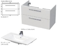 INTEDOOR BOX koupelnová skříňka s umyvadlem ARTE 85 cm, 2 zásuvky   Box Arte 85 2Z