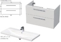 INTEDOOR BOX koupelnová skříňka s umyvadlem ELITE 100 cm, 2 zásuvky   Box Elite 100 2Z