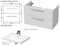 INTEDOOR BOX koupelnová skříňka s umyvadlem ELITE 60 cm, 2 zásuvky   Box Elite 60 2Z