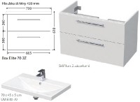 INTEDOOR BOX koupelnová skříňka s umyvadlem ELITE 70 cm, 2 zásuvky   Box Elite 70 2Z
