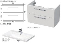 INTEDOOR BOX koupelnová skříňka s umyvadlem ELITE 80 cm, 2 zásuvky   Box Elite 80 2Z