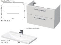 INTEDOOR BOX koupelnová skříňka s umyvadlem ELITE 90 cm, 2 zásuvky   Box Elite 90 2Z