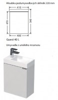 INTEDOOR GUEST koupelnová skříňka s umyvadlem z umělého mramoru 41 cm, levá, 1 dvířka   Guest 40 L
