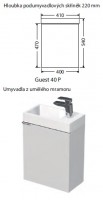 INTEDOOR GUEST koupelnová skříňka s umyvadlem z umělého mramoru 41 cm, pravá, 1 dvířka   Guest 40 P