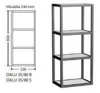 INTEDOOR OXO ALU police samostatné, otevřené, doplňkové, 35/80/24 cm, černá   OALU 35/80 B