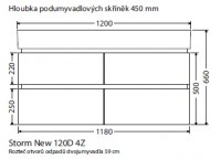 INTEDOOR STORM NEW koupelnová skříňka s dvojumyvadlem PINTO 120 cm, 4 zásuvky   Storm New 120D 4Z