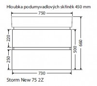INTEDOOR STORM NEW koupelnová skříňka s umyvadlem PINTO 75 cm, 2 zásuvky   Storm New 75 2Z