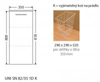 INTEDOOR UNI koupelnová skříňka nízká závěsná hl. 35 cm koš, 1 dvířka UNI SN 82/35 1D K