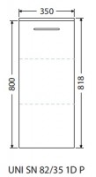 INTEDOOR UNI koupelnová skříňka nízká závěsná pravá hl. 35 cm 1 dvířka UNI SN 82/35 1D P