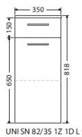 INTEDOOR UNI koupelnová skříňka nízká závěsná levá hl. 35 cm 1 zásuvka 1 dvířka UNI SN 82/35 1Z 1D L