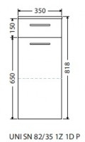 INTEDOOR UNI koupelnová skříňka nízká závěsná pravá hl.35 cm 1 zásuvka 1 dvířka UNI SN 82/35 1Z 1D P
