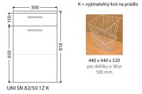 INTEDOOR UNI koupelnová skříňka nízká závěsná hl. 35 cm koš, 1 zásuvka UNI SN 82/50 1Z K