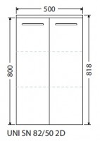INTEDOOR UNI koupelnová skříňka nízká závěsná hl. 35 cm 2 dvířka UNI SN 82/50 2D