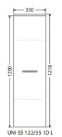 INTEDOOR UNI koupelnová skříňka střední závěsná levá hl. 35 cm 1 dvířka UNI SS 122/35 1D L
