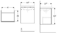 GEBERIT Acanto skříňka pod umyvadlo 44,5x53,5x37,5 cm dvířka, černá   500.608.16.1