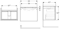 GEBERIT Acanto skříňka pod umyvadlo 64x53,5x47,5 cm zásuvka, bílá   500.610.01.2