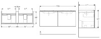 GEBERIT Acanto skříňka pod dvojumyvadlo 119x53,5x47,5 cm 2 zásuvky, černá   500.613.16.1