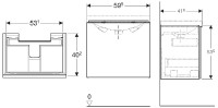 GEBERIT Acanto skříňka pod umyvadlo 59,5x53,5x41,6 cm zásuvka, pískově šedá   500.614.JL.2