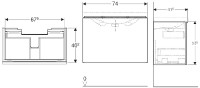 GEBERIT Acanto skříňka pod umyvadlo 74x53,5x41,6 cm zásuvka, lávová   500.615.JK.2