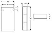 GEBERIT Acanto skříňka boční 45x82x17,4 cm dvířka, pískově šedá   500.639.JL.2