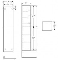 GEBERIT Acanto skříňka vysoká 38x173x36 cm 2 dvířka, pískově šedá   500.619.JL.2