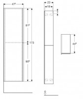 GEBERIT Acanto skříňka vysoká 22x173x47,6 cm 2 zásuvky, pískově šedá   500.638.JL.2