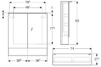 GEBERIT Acanto skříňka zrcadlová 75x83x21,5 cm 2 dvířka, dub Mystic   500.645.00.2