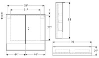 GEBERIT Acanto skříňka zrcadlová 90x83x21,5 cm 2 dvířka, dub Mystic   500.646.00.2