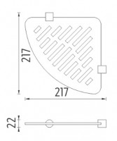 NIMCO NAVA police rohová 210x210 mm, materiál plexisklo, povrchová úprava chrom/černý mat   NA X212