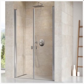 Ravak Chrome CSDL2-120 sprchové dveře dvoudílné rám satin výplň Transparent   0QVGCU0LZ1