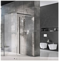 RAVAK Walk-In Corner 110/80 rám black, výplň sklo Transparent   GW1CD4300Z1