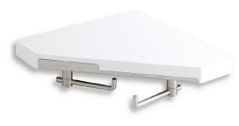 NOVASERVIS TITANIA YACORE BÍLÁ CHROM polička plast, rohová, s háčky, 200x200x52, bílá   65535,1
