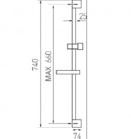 NOVASERVIS posuvný držák sprchy, délka 740 mm, průměr tyče 25 mm, s mýdlenkou, chrom   RAIL601,0