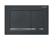 GEBERIT Omega30 ovládací tlačítko pro 2 splachování, plast, černá/chrom lesk  115.080.KM.1