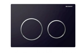 GEBERIT Omega20 ovládací tlačítko pro 2 splachování, plast, černá/chrom lesk  115.085.KM.1