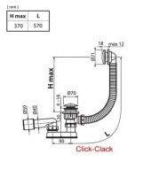 RAVAK 570 C-C vanový odtokový komplet s ClickClack uzávěrem, černá mat   X01746
