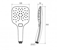 RAVAK 958.20 ruční sprcha, 3 funkce, 120 mm, černá mat   X07P569