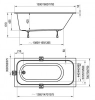 RAVAK CHROME SLIM vana 1500 x 700 mm, bílá   C721300000