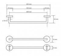 BEMETA GRAPHIT Držák ručníků 60 cm, 655x55x65 mm, mosaz metalická šedá, mat   156204042