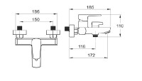 NOVASERVIS METALIA 58 vanová  baterie nástěnná, bez příslušenství, černá   58020/1,5