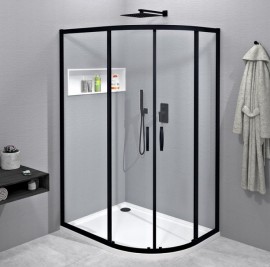 GELCO SIGMA SIMPLY BLACK sprchová zástěna 1000 x 800 mm čtvrtkruhová, posuvné dveře   GS1080B